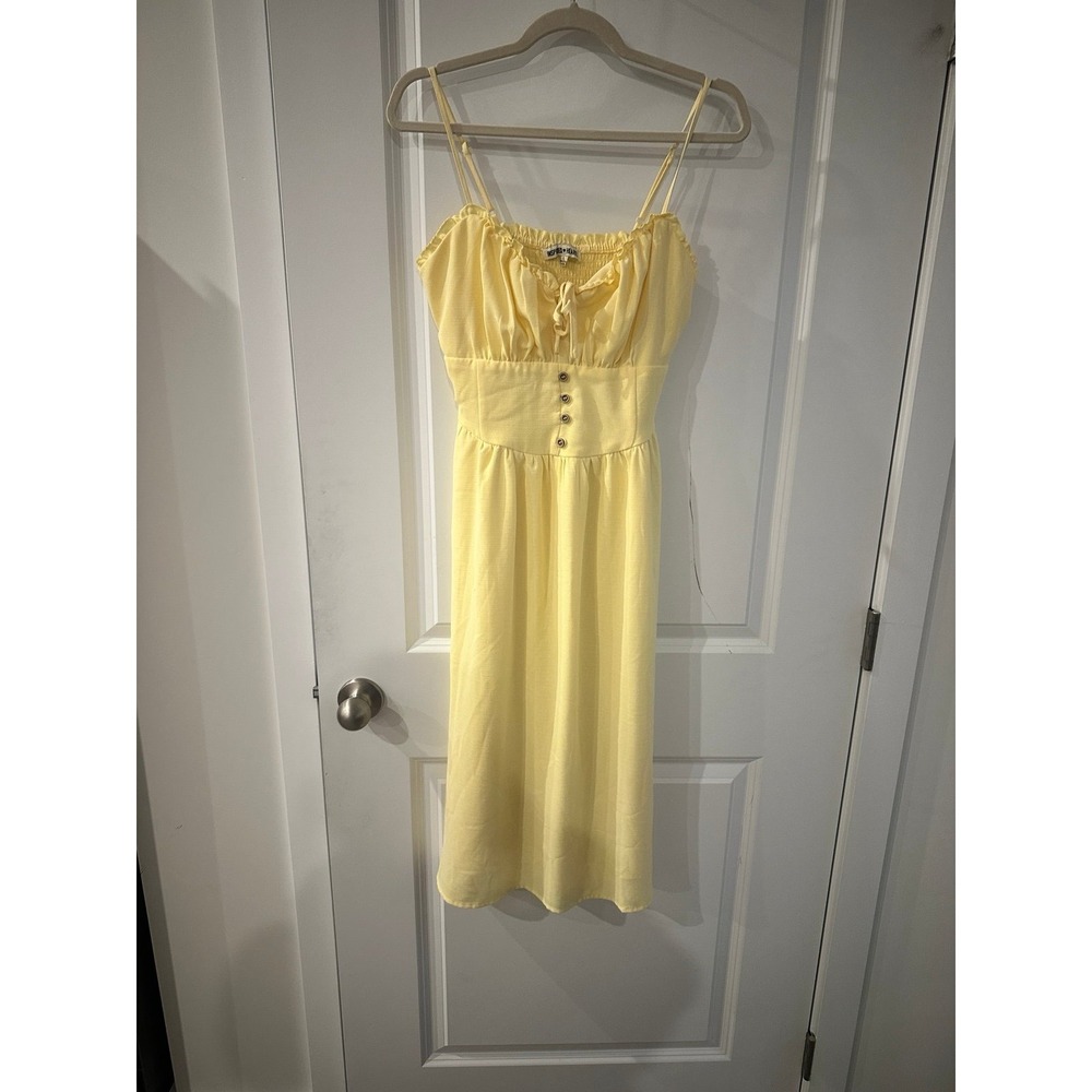Inspired Hearts Yellow Sun Dress CottageCore Spring Summer Women's size L